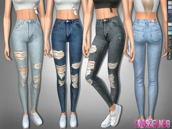 Alpha 322 Ripped Skinny High Jeans - The Sims 4 Custom Content