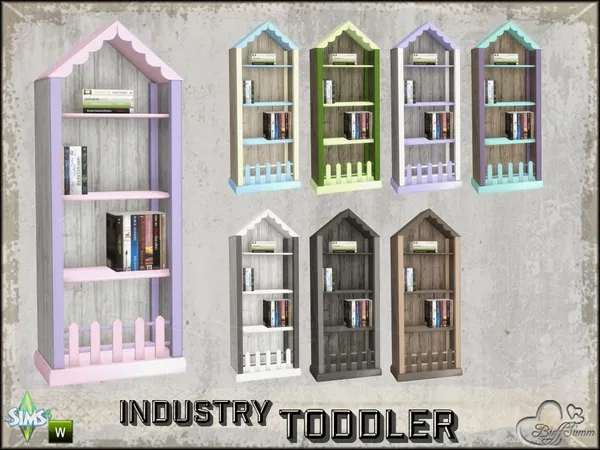 Industry Toddler Bookshelf Recolor 2 - The Sims 4 Custom Content