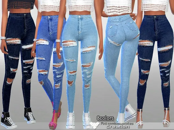 Alpha High Rise Skinny Blue Denim - The Sims 4 Custom Content