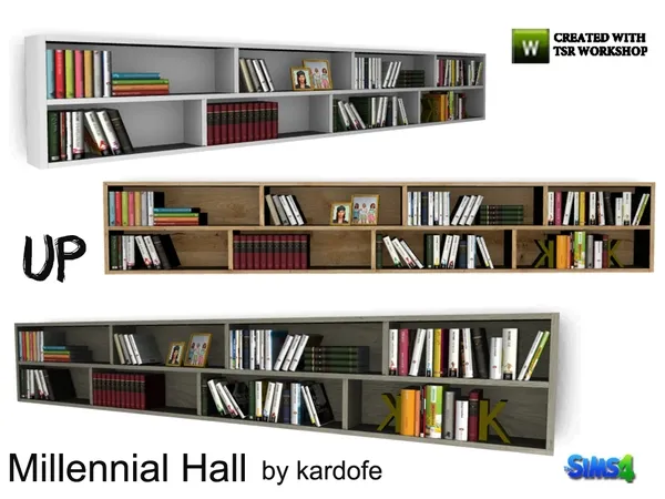 kardofe_Millennial Hall_Bookshelf by thesimsresource - The Sims 4 Custom Content