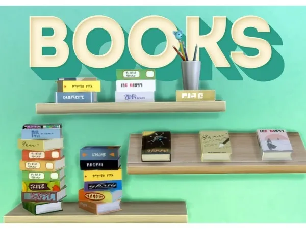 Maxis Match Clutter Books by simsfinds - The Sims 4 Custom Content