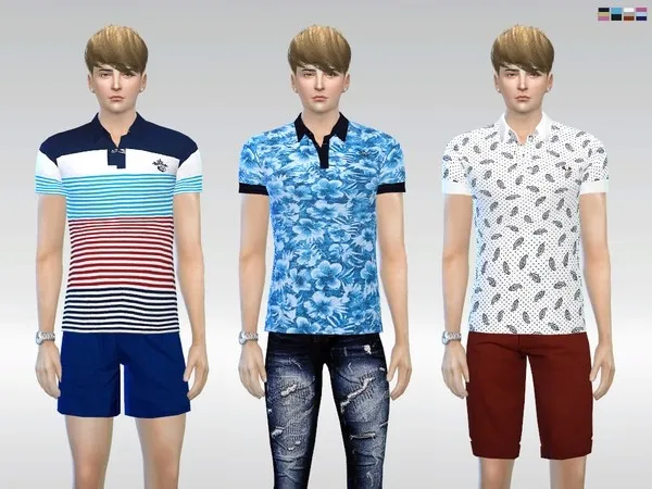 Alpha Patterned Cool Polo by thesimsresource - The Sims 4 Custom Content