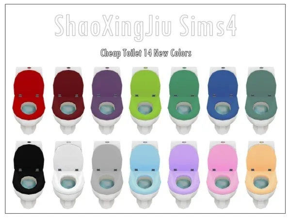 Alpha Cheap Toilet 14 New Colors - The Sims 4 Custom Content