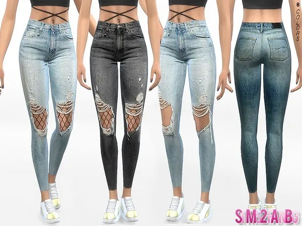Alpha 332 Ripped Skinny Jeans With - The Sims 4 Custom Content