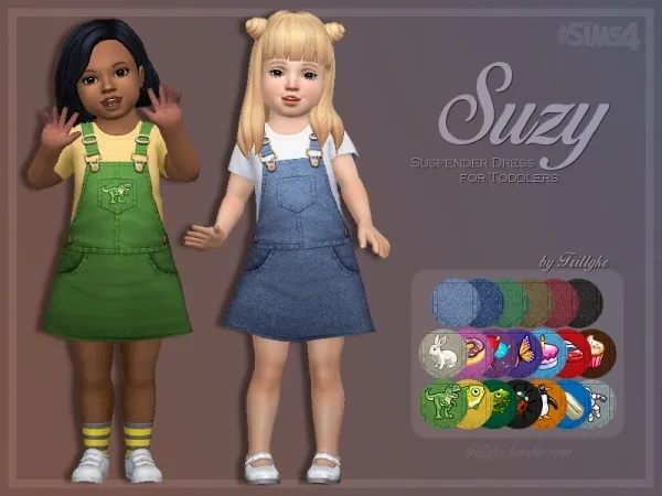 Maxis Match Suzy Suspender Dress for Toddlers - The Sims 4 Custom Content