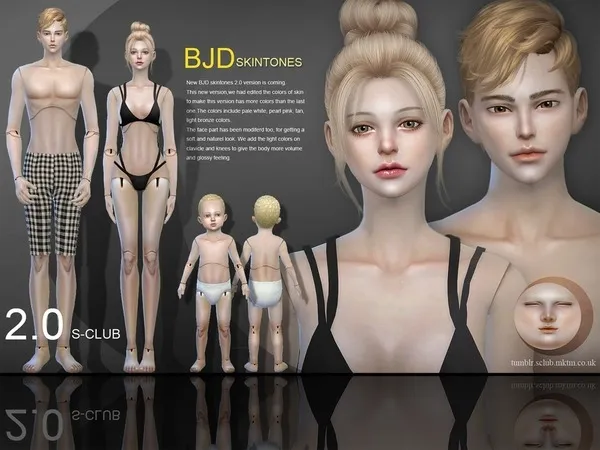 Alpha S Club WMLL BJD20 skin ALL AGE - The Sims 4 Custom Content