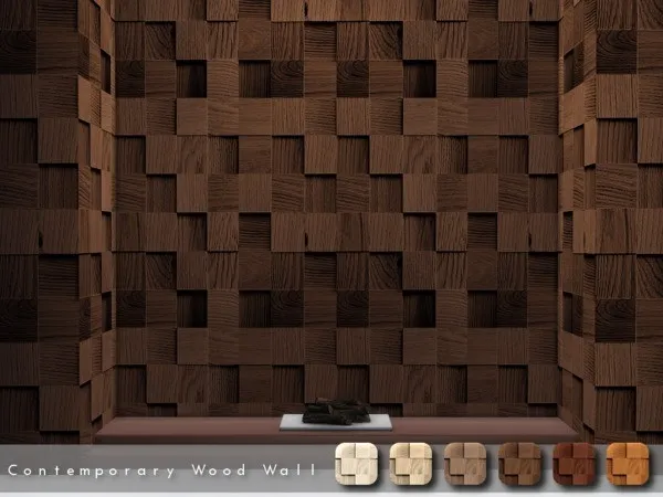 Alpha Contemporary Wood Wall - The Sims 4 Custom Content