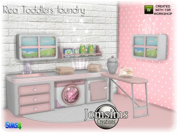 Alpha Rea toddlers laundry - The Sims 4 Custom Content