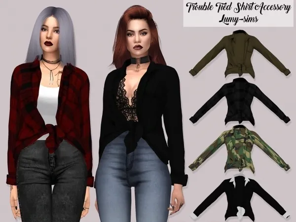 Trouble Tied Shirt Accessory by lumysims - The Sims 4 Custom Content