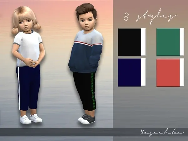 Alpha Yasechka Toddler Trousers with stripes - The Sims 4 Custom Content