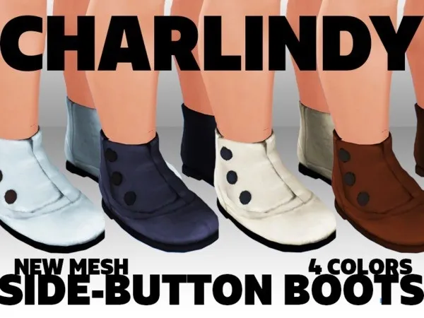 Alpha Charlindy Vintage Toddler Side Button Boots - The Sims 4 Custom Content