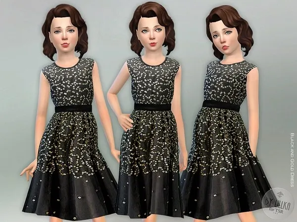 Alpha Black and Gold Dress - The Sims 4 Custom Content