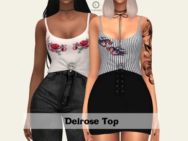 Alpha Delrose Top - The Sims 4 Custom Content