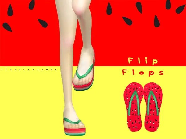 Alpha Watermelon High Flip Flops - The Sims 4 Custom Content