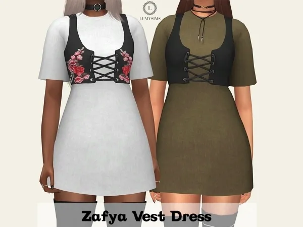 Zafya Vest Dress - The Sims 4 Custom Content