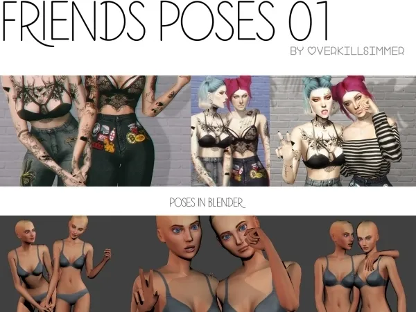 Friends Poses 01 by overkillsimmer - The Sims 4 Custom Content