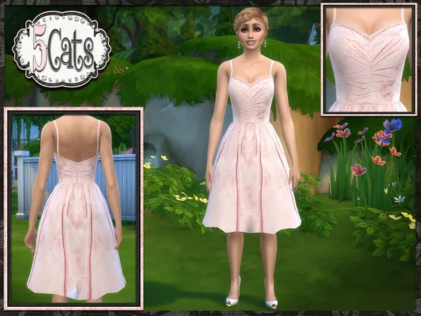 Alpha Bridesmaid Rose Print Short Dress - The Sims 4 Custom Content