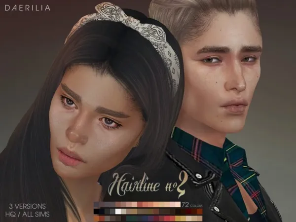 Alpha Hairline N2 3 versions - The Sims 4 Custom Content