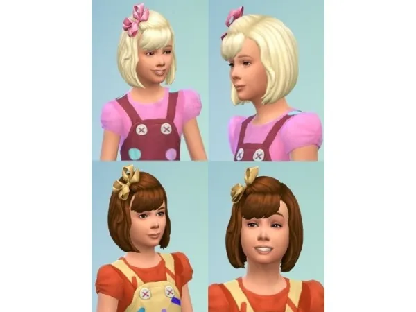 Maxis Match Girls BowHair with Bangs - The Sims 4 Custom Content