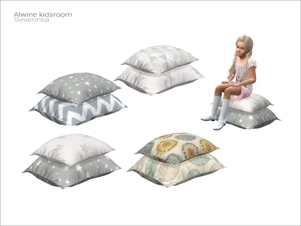 [Alwine kidsroom] two pillows (armchair) - The Sims 4 Custom Content