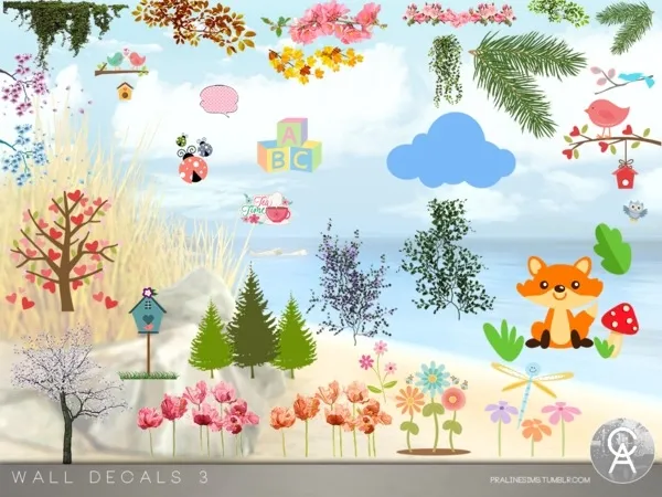 Alpha Wall Decals 3 by thesimsresource - The Sims 4 Custom Content