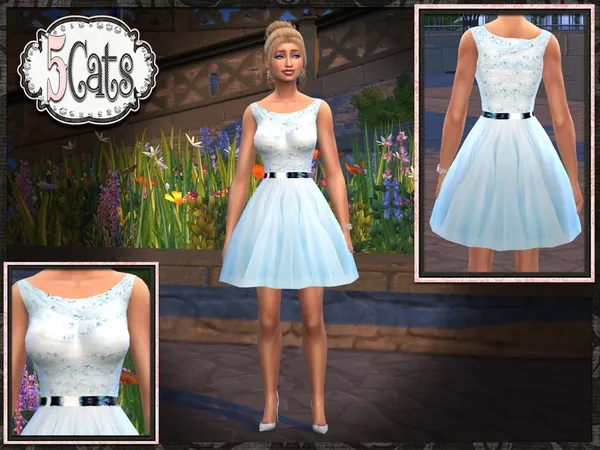 Alpha TW Beaded Tulle Short Bridesmaid - The Sims 4 Custom Content