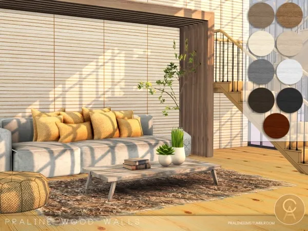 Alpha Praline Wood Walls by thesimsresource - The Sims 4 Custom Content