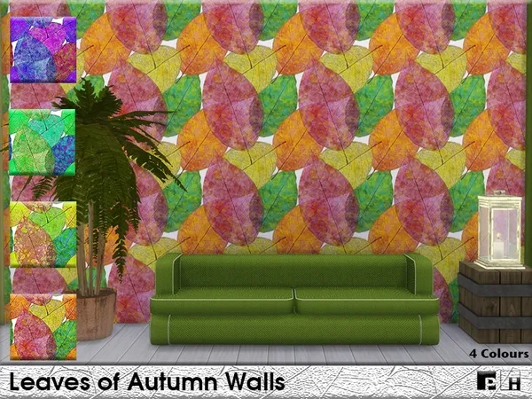 Alpha Leaves of Autumn Walls - The Sims 4 Custom Content