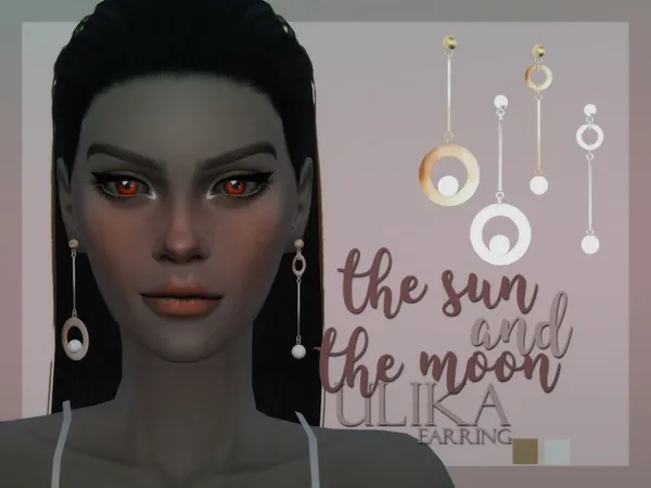 Alpha The sun and the moon earrings - The Sims 4 Custom Content