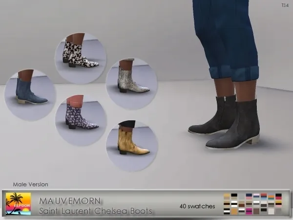 Alpha MAUVEMORN Chelsea Boots Recolor Male version - The Sims 4 Custom Content