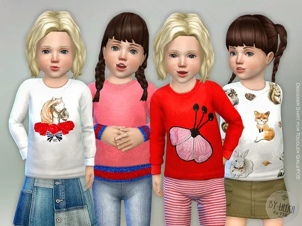 Alpha Designer Shirt for Toddler Girls N2 - The Sims 4 Custom Content