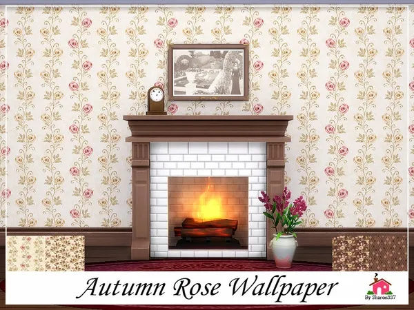 Alpha Autumn Rose Wallpaper - The Sims 4 Custom Content