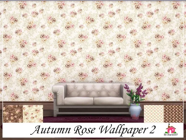 Alpha Autumn Rose Wallpaper 2 - The Sims 4 Custom Content