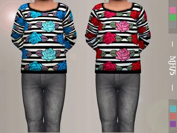 Alpha S4 Goth Rose Top [Toddler MF] - The Sims 4 Custom Content