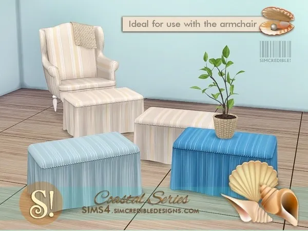 Coastal bedroom pouf by thesimsresource - The Sims 4 Custom Content