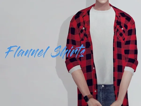 Alpha KK Long flannel shirts M - The Sims 4 Custom Content