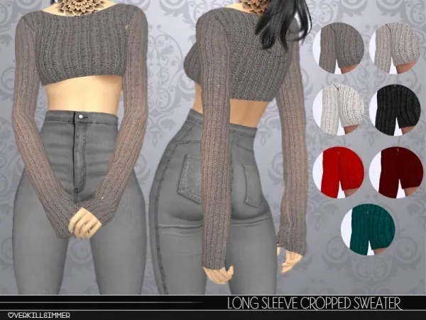 Alpha Long Sleeve Cropped Sweater - The Sims 4 Custom Content