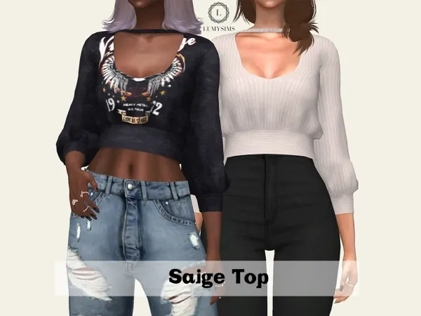 Alpha Saige Top - The Sims 4 Custom Content