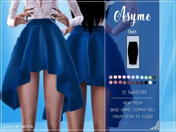 [Updated] BlueRose Asyme Skirt - The Sims 4 Custom Content