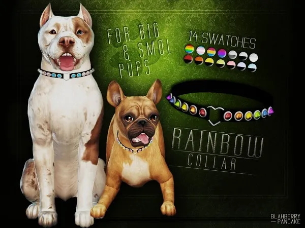 Rainbow Collar for Big and Smol Pups - The Sims 4 Custom Content