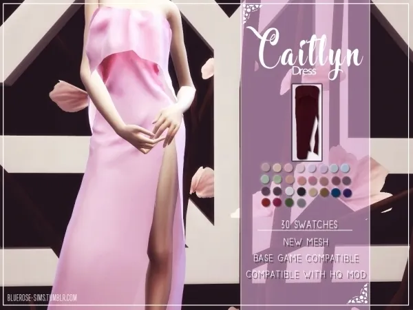Caitlyn Dress sims by BlueRose - The Sims 4 Custom Content