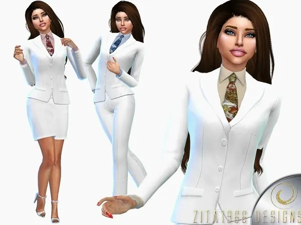 Alpha Crisp White Business Jacket - The Sims 4 Custom Content