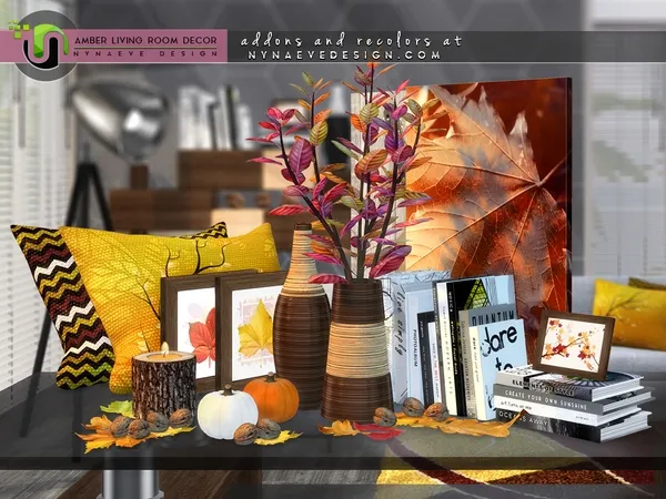 Alpha Amber Living Room Decor by thesimsresource - The Sims 4 Custom Content