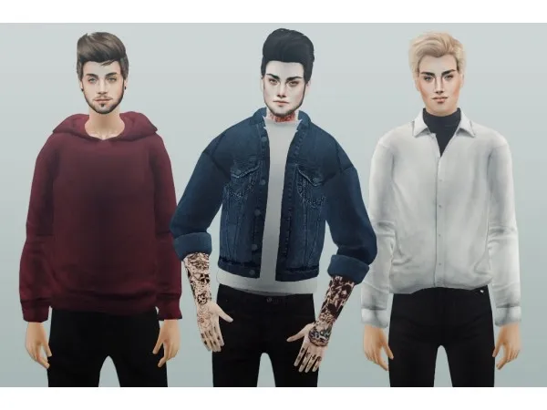 Basic Hoodie Oversized Denim Jacket neillan by e - The Sims 2 Custom Content