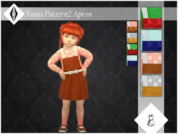 Alpha Xmas Pattern2 Apron FullBody - The Sims 4 Custom Content