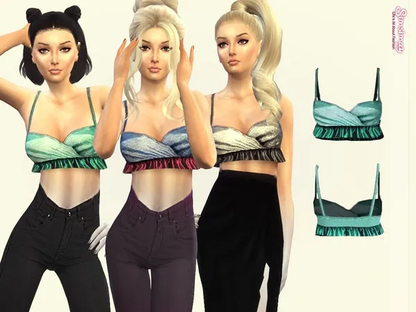 Alpha Calvin Crop Ruffle Bralet - The Sims 4 Custom Content