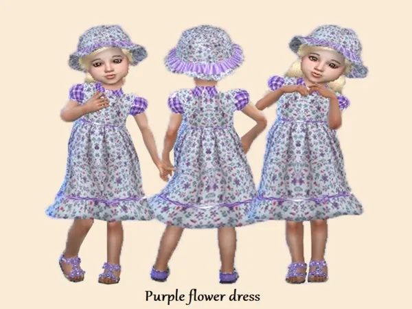 Alpha Purple flower dress - The Sims 4 Custom Content