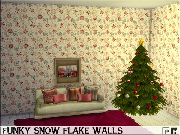 Alpha Funky Snowflake Walls - The Sims 4 Custom Content
