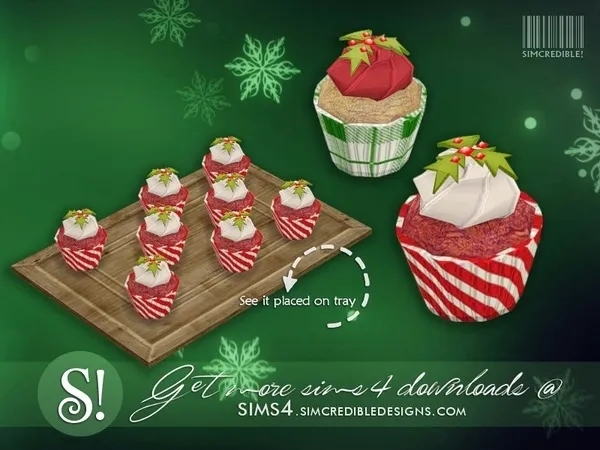 Holiday Yummies cupcake red velvet decor only by thesimsresource - The Sims 4 Custom Content
