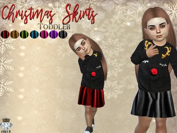 Alpha Toddler Christmas Leather Skirts - The Sims 4 Custom Content